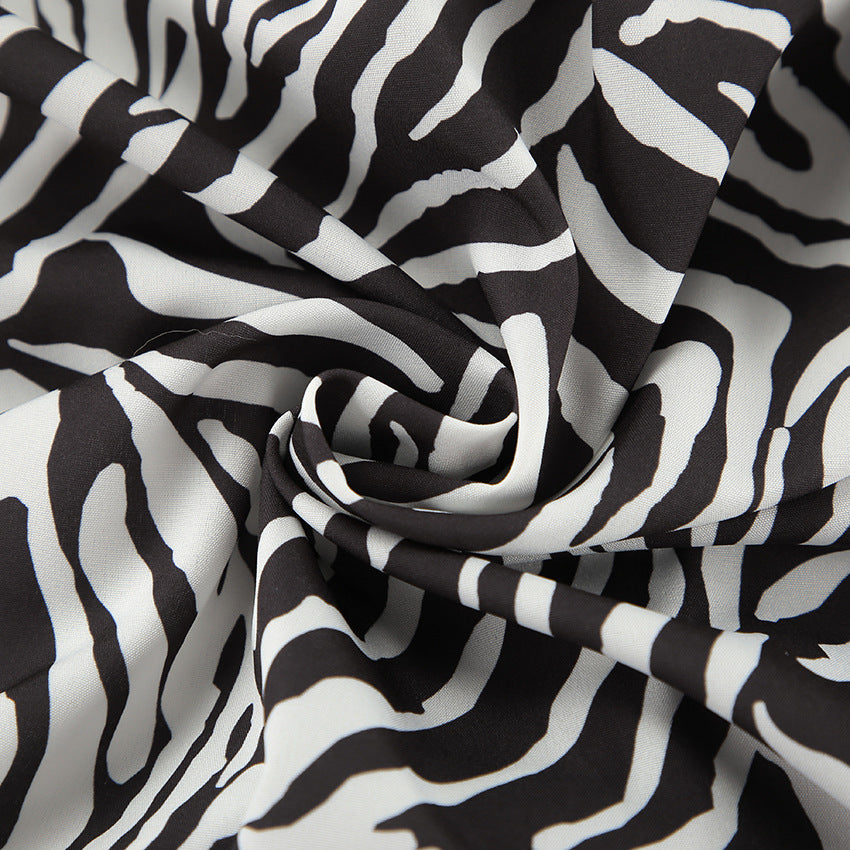 Dame elegant ensemble med zebra-print og talje-knude Stilla