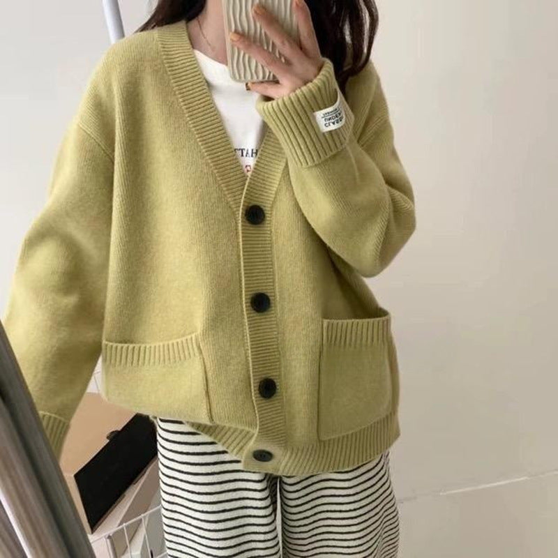 Kvinders Casual Oversized Cardigan med Store Lommer og Knap Detaljer Stilla