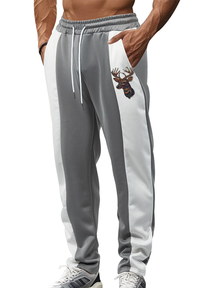 Herrer nan sporty Trackpants med sidelæns kontrastbånd elastisk bund snor og hjorte broderi Skovae