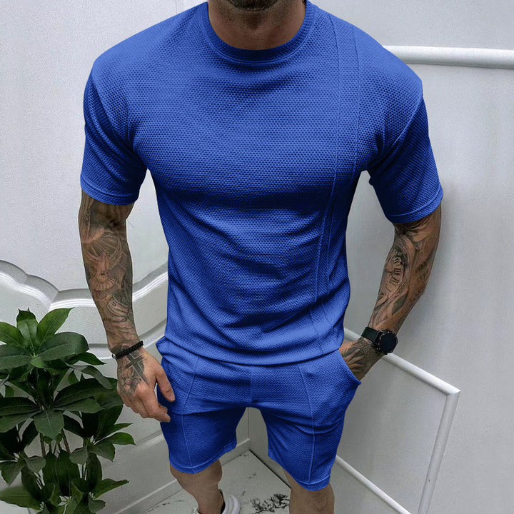 Herrer Sporty kortærmet sæt i åndbart materiale med struktureret design Stilla