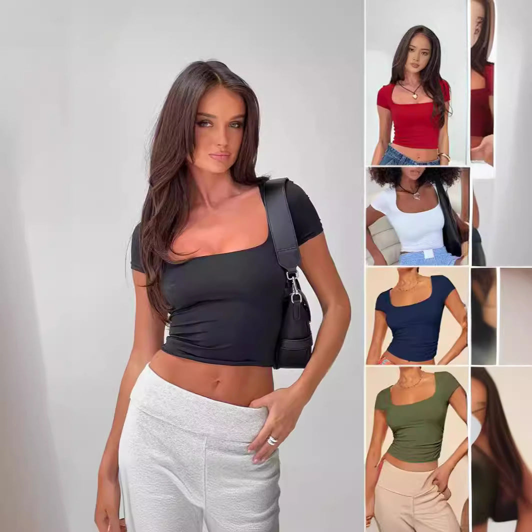 Dame Figurtilpasset Crop-Top med firkantet udskæring Stilla