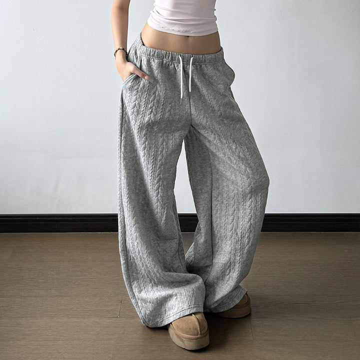 Damen bequeme weite Sweatpants mit elastischem Bund und Kordelzug Skovae