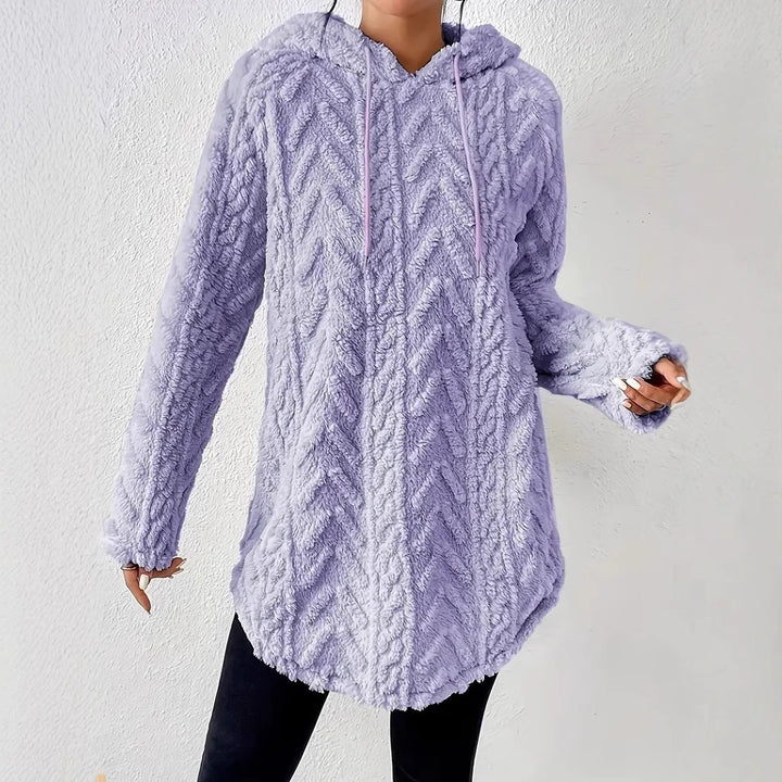 Kvinders hyggelige fleece hoodiejakke med tekstureret ribdesign Stilla