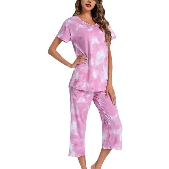 Dame Lækkert Fritids-Loungewear Sæt med modigt Batikmønster Stilla