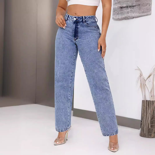 Dame Højtaljede Jeans med Bred Ben Stilla