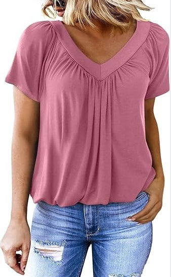 Dame Relaxed Fit V-Hals Bluse Stilla
