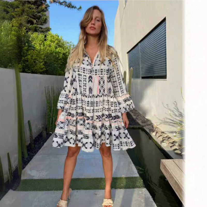 Femme Bohemian-stil lagdelt tunika kjole Stilla