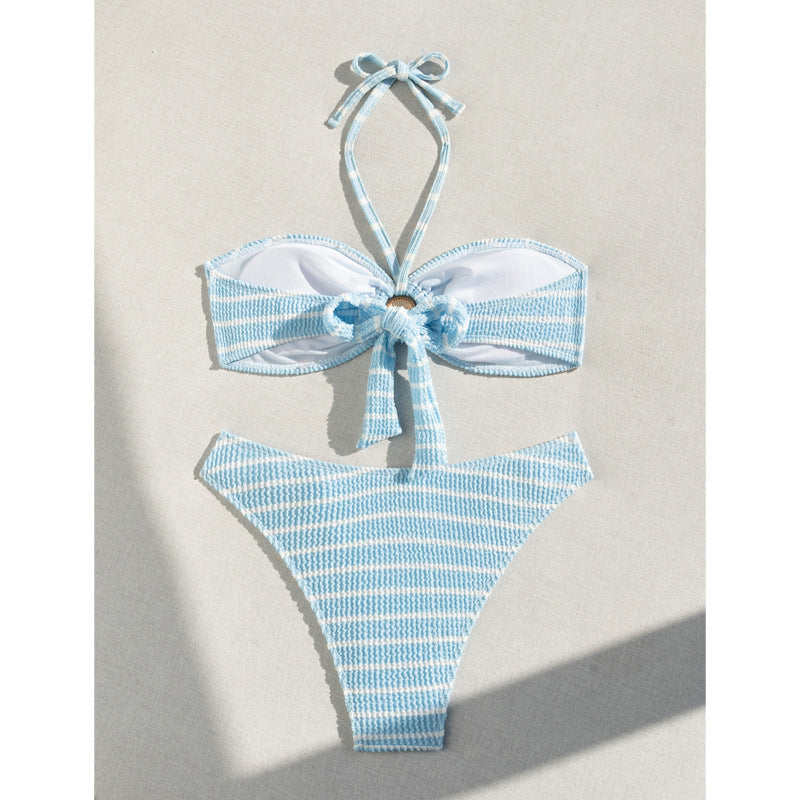 Damer med flæseudskæring højt skåret bikini-sæt Stilla