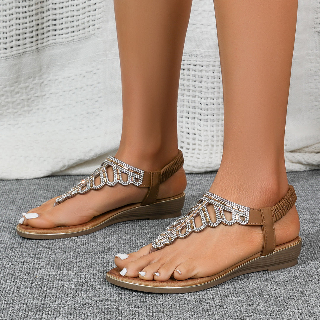 Dame Elegante Tåsplit Sandaler med Glimmer Accenter Stilla