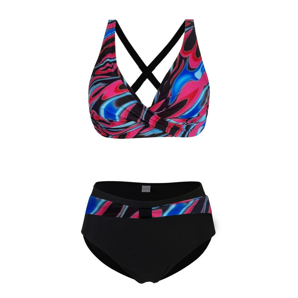 Dame Sportsligt Bikini-Sæt med trendet snit og moderne grafikdesign Skovae