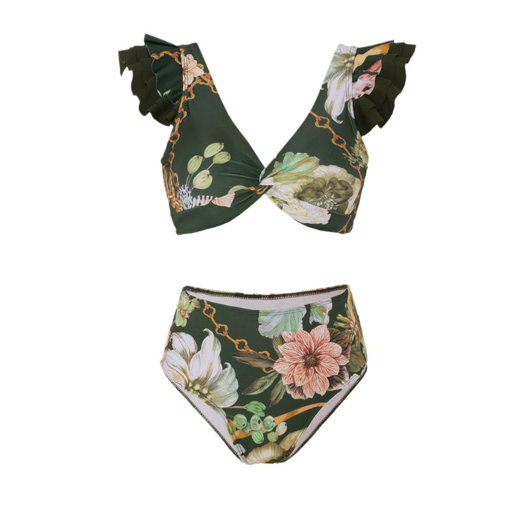 Dame Bikini-sæt med elegant indpakningsskørt og blomster-fald-design Stilla