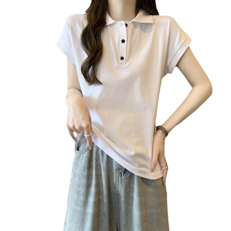 Dame Casual Polo-Shirt med kontrastkrave Stilla