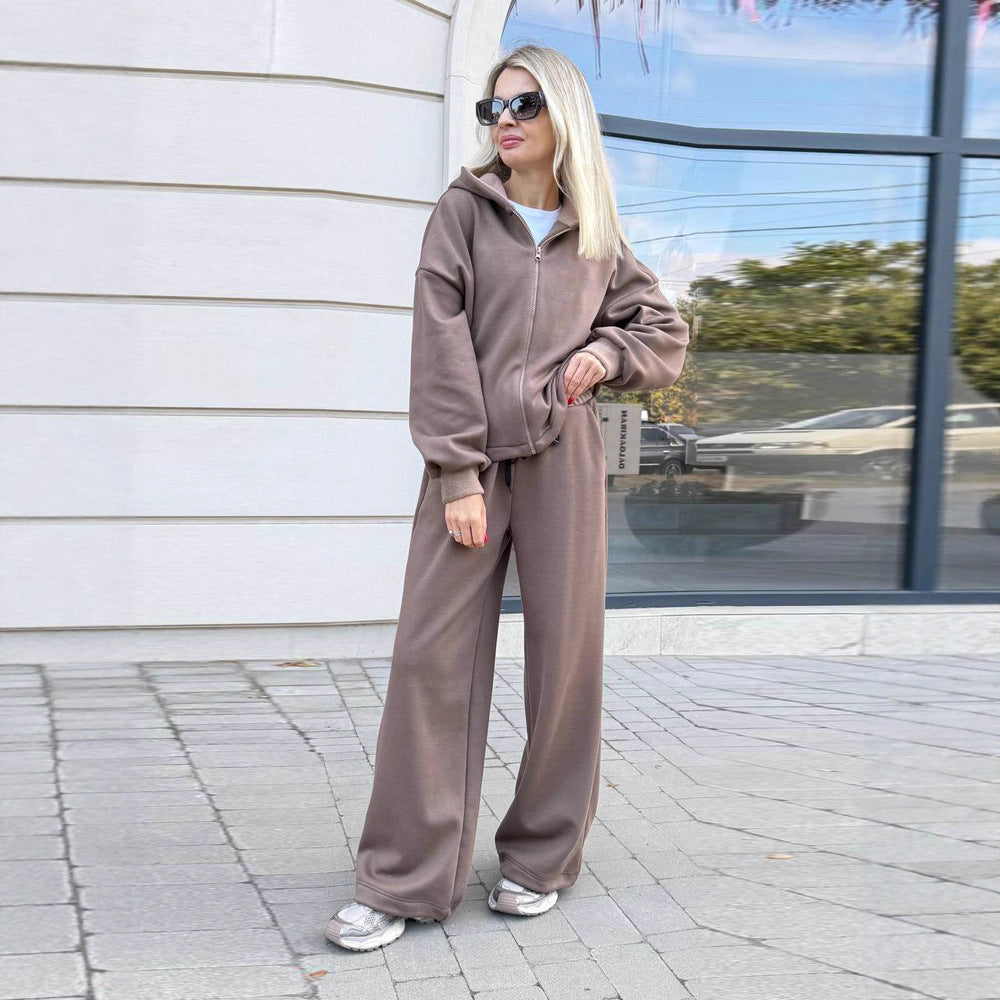 Kvinders Oversized Hoodie og Bred Bukser Sæt Skovae