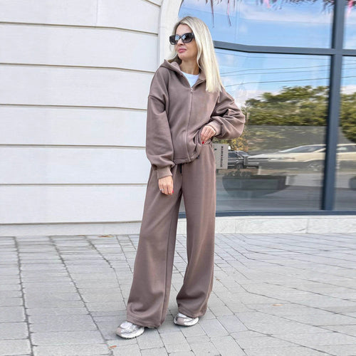 Kvinders Oversized Hoodie og Bred Bukser Sæt Skovae