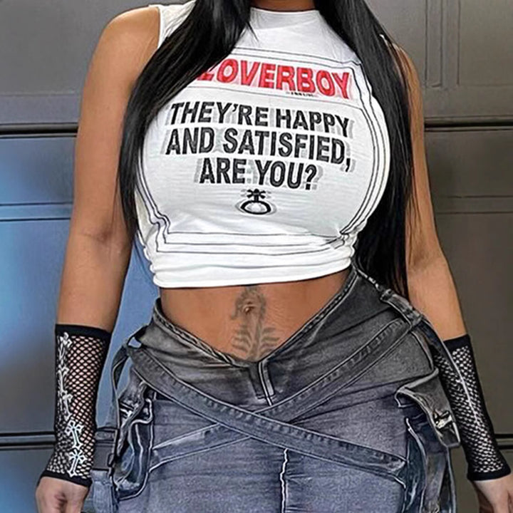 Dame crop-top med kreativt print og afslappet pasform Skovae