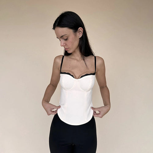 Dame Struktureret Spidsed Korsetbluse Stilla