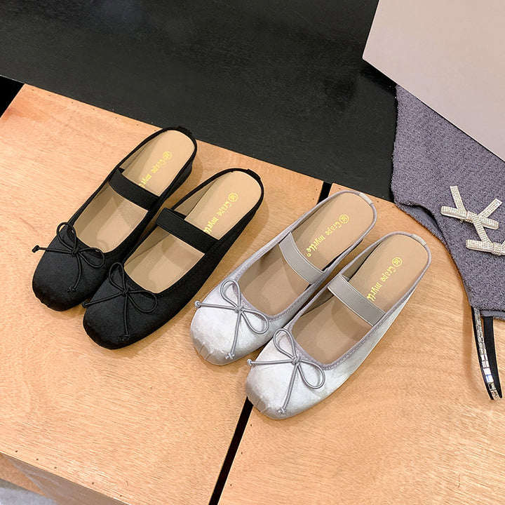 Dame Sling-Ballerinas med elegant sløjfeapplikation og behagelig hælhøjde Stilla