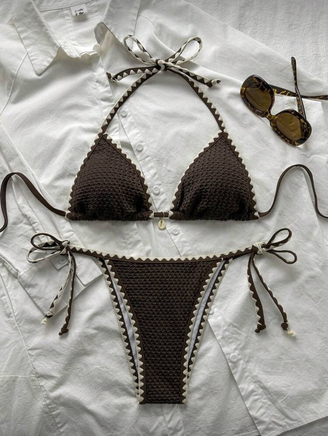 Dame Triangel-Bikini med flæser Skovae