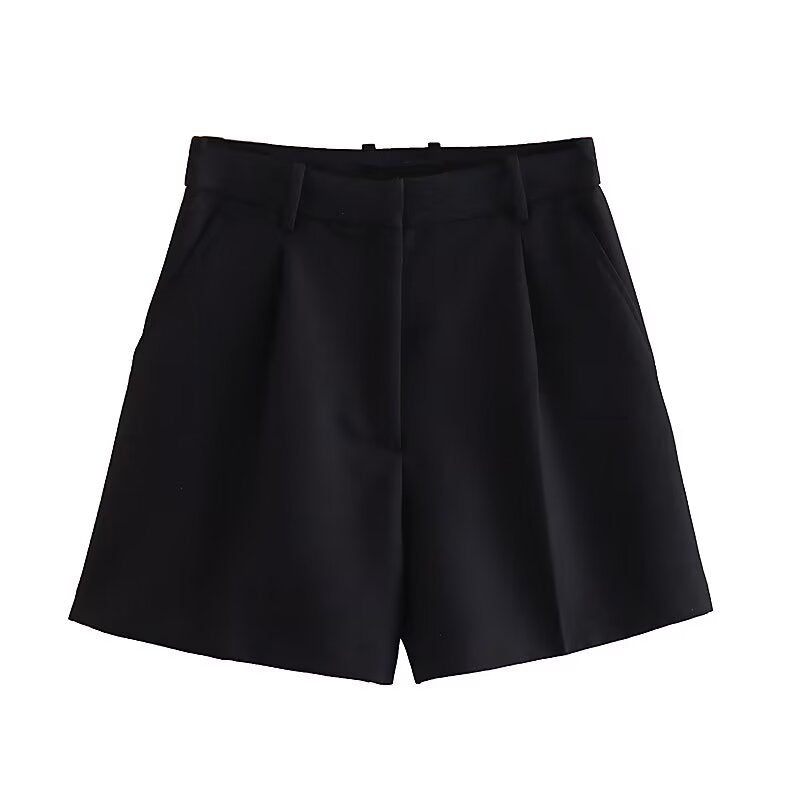 Dame elegante shorts med høj talje og praktiske sidelommer Skovae