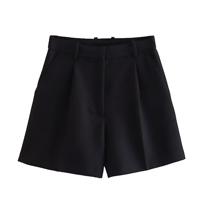 Dame elegante shorts med høj talje og praktiske sidelommer Skovae
