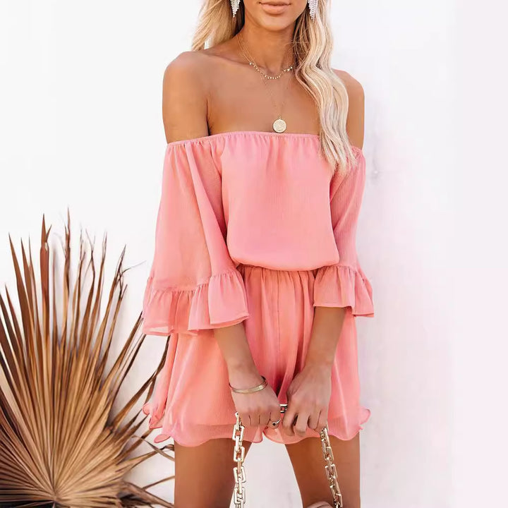 Kvinder Off-Shoulder Kort Overall med Voluminøse ærmer Stilla