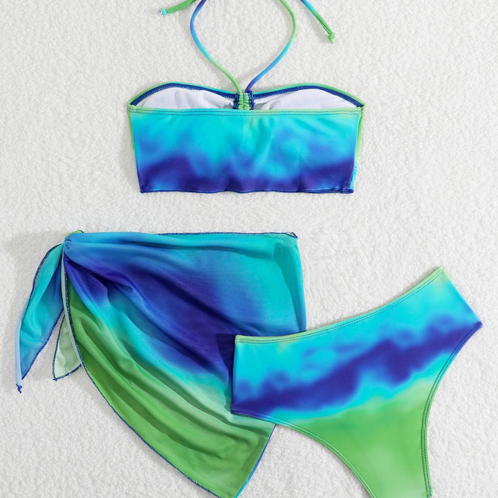 Dame bikini sæt med modigt bandeau-top og kreativt indpakningsskørt Stilla