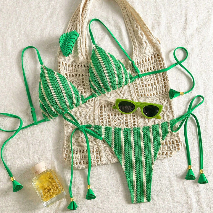 Dame Strappy Bikinisæt med justerbare stropper Skovae