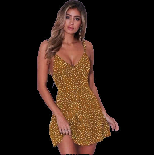 Dame Polka-Dot Mini Solkjole med justerbare stropper Stilla