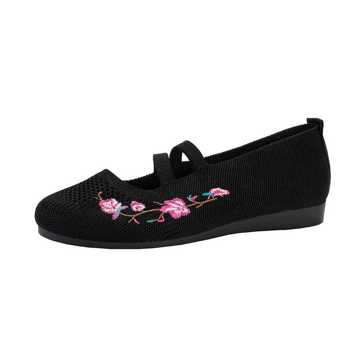 Dame Komfortable Ballerinas med blomsterbroderi Stilla
