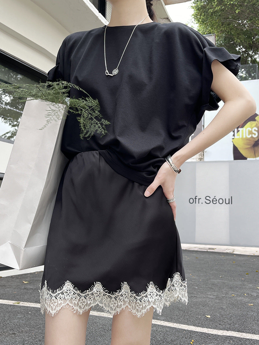 Dame Skirt med elegant spids kanten Stilla