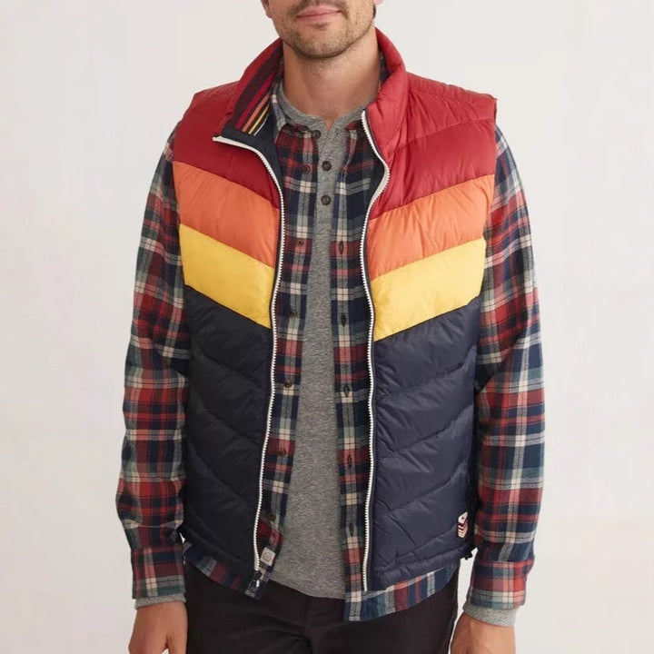 Herre quiltet vest med farverigt design Stilla