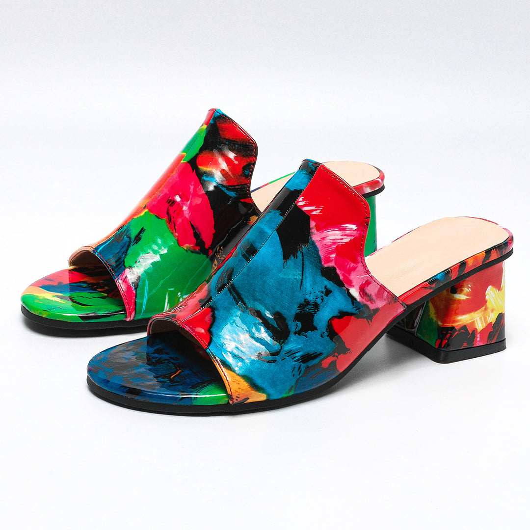 Dame sandaler med farverigt grafikdesign Stilla