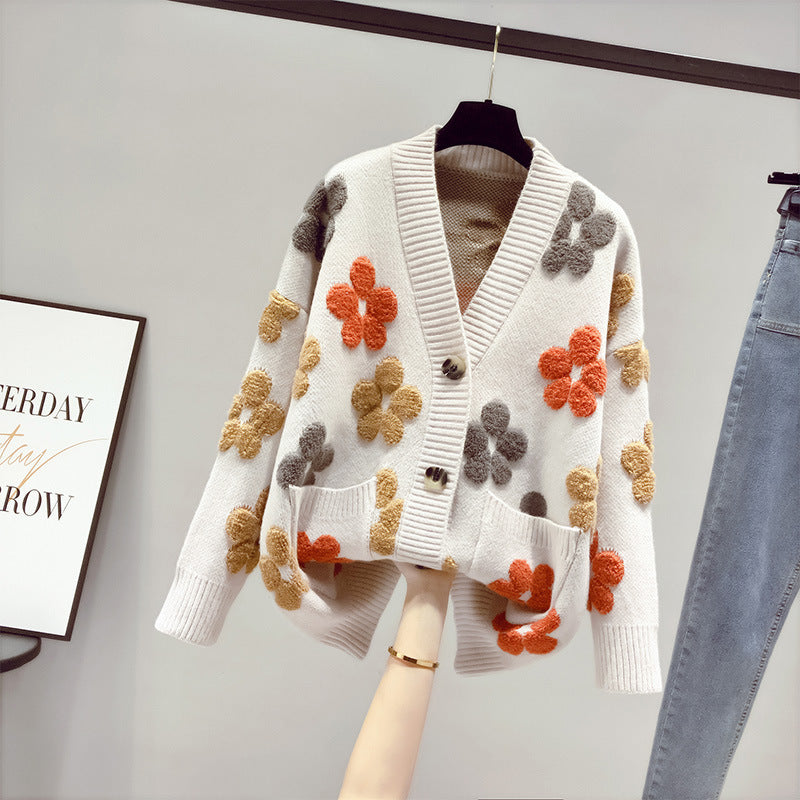 Kvinders hyggelige cardigan med blomstermønster og åben front Stilla