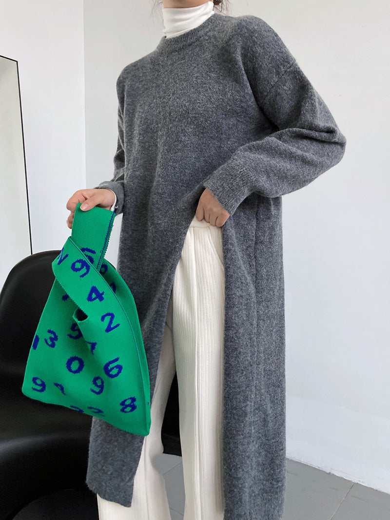 Dame strikket pullover med lange ærmer og elegant rund hals Stilla