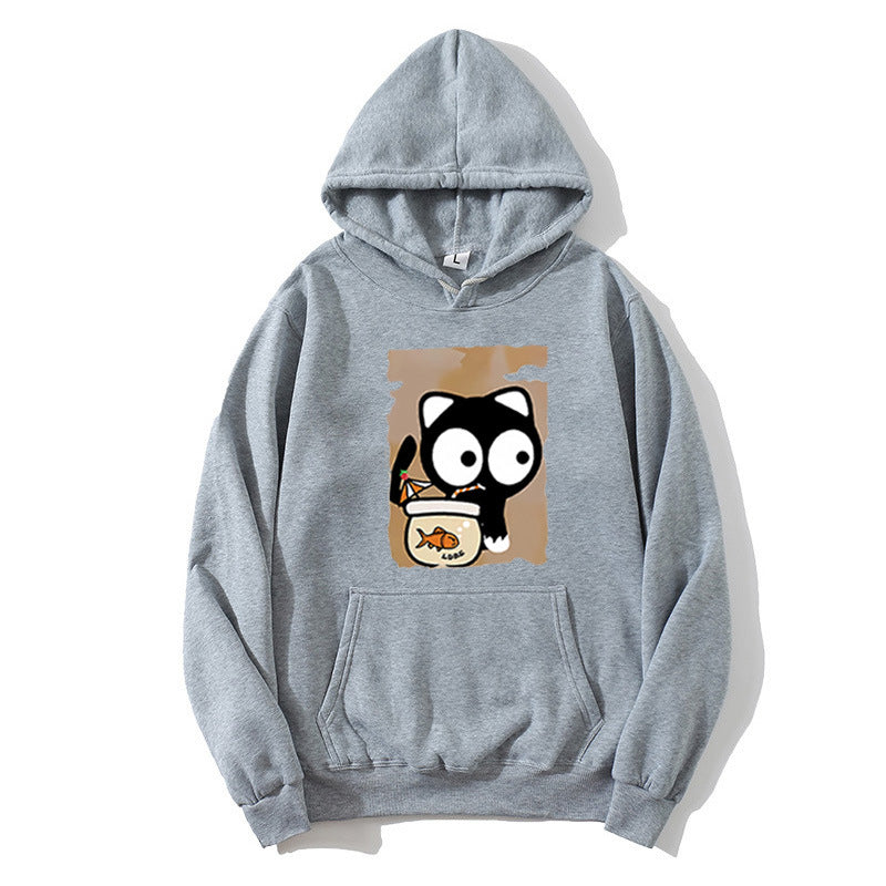 Kvinders hætte sweatshirt med sødt katte design Skovae
