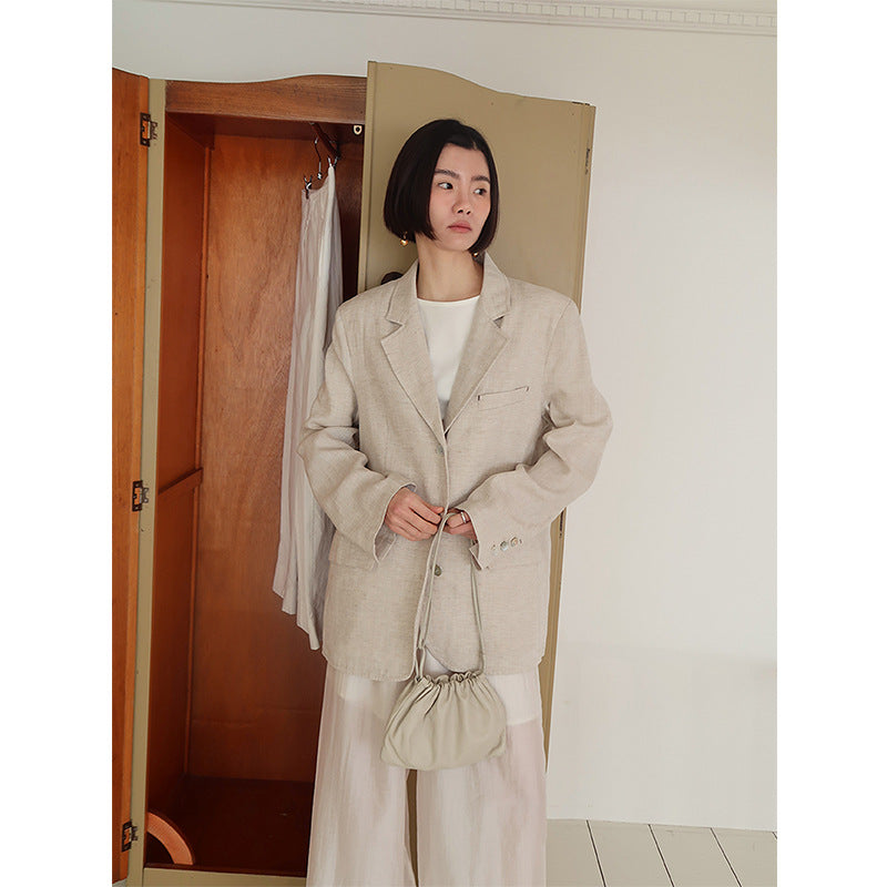 Damer afslappet linned blazer med struktureret finish Stilla
