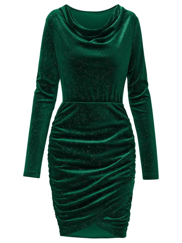 Dame Elegant Vindt kjole i blank velour Stilla