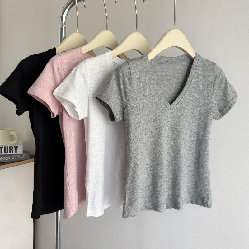 Femme Kortærmet V-Hals T-Shirt Stilla