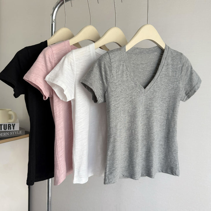 Femme Kortærmet V-Hals T-Shirt Stilla