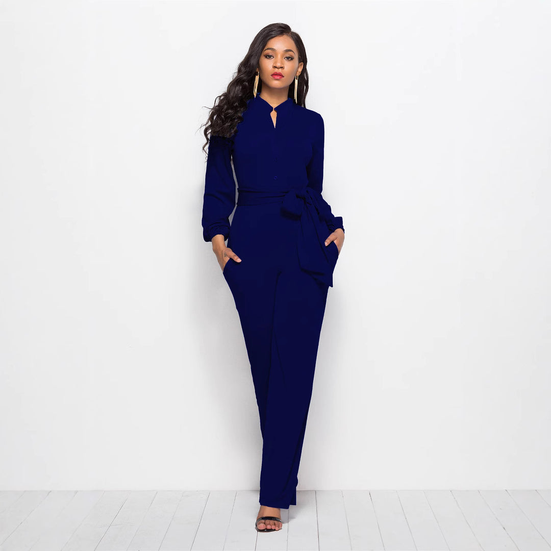 Dame Elegant Jumpsuit med tætsiddende snit og lange ærmer Stilla