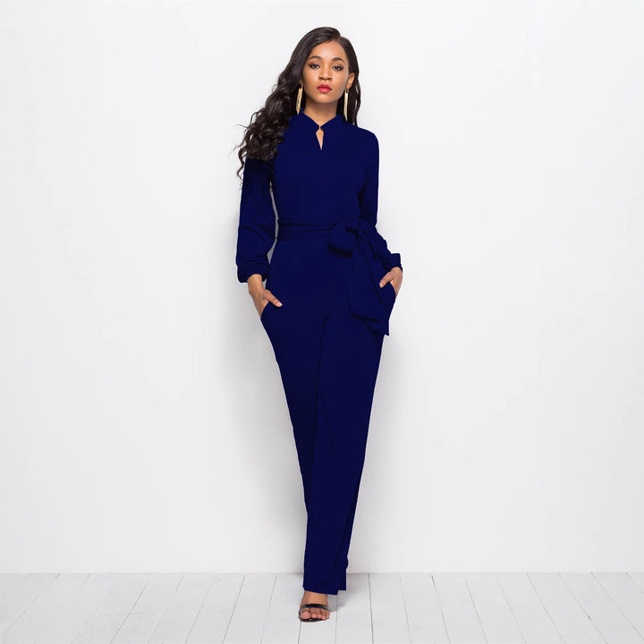 Dame Elegant Jumpsuit med tætsiddende snit og lange ærmer Stilla