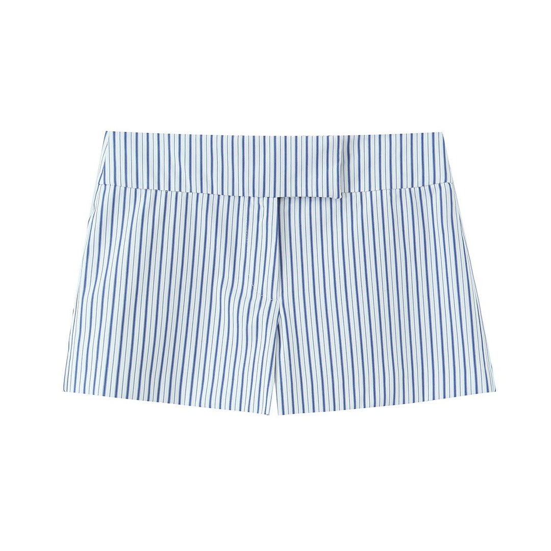 Dame elegante shorts med fint stribemønster og høj talje Skovae