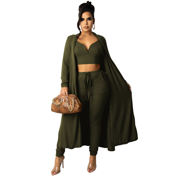 Dame To-delt sæt med crop-top og lang cardigan Stilla