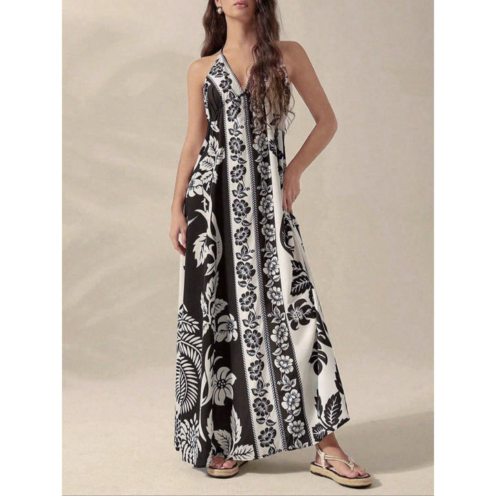 Femme Halsbånd Floral Maxi Kjole Stilla