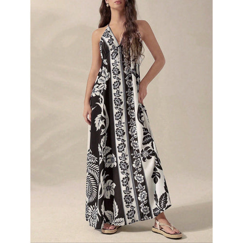 Femme Halsbånd Floral Maxi Kjole Stilla