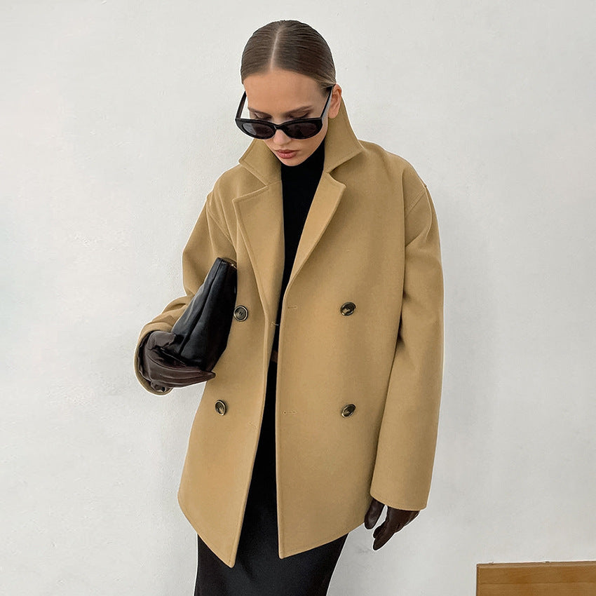 Dame Dobbelt-frontet Oversized Jakke med elegant Snit Stilla