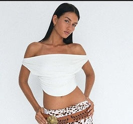 Femme Off-Shoulder Rüsch Crop Top Stilla