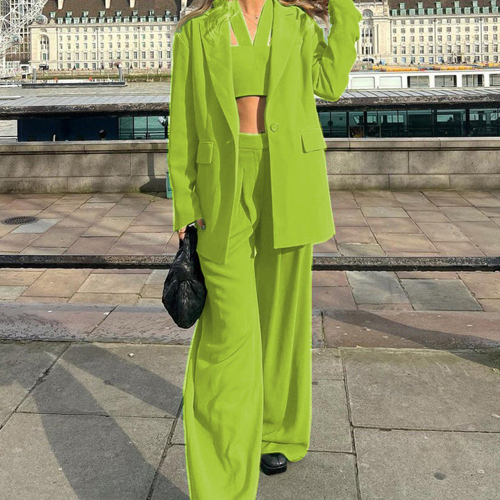 Dame Mode Sæt med Vid Blazer og Cropped Top Skovae