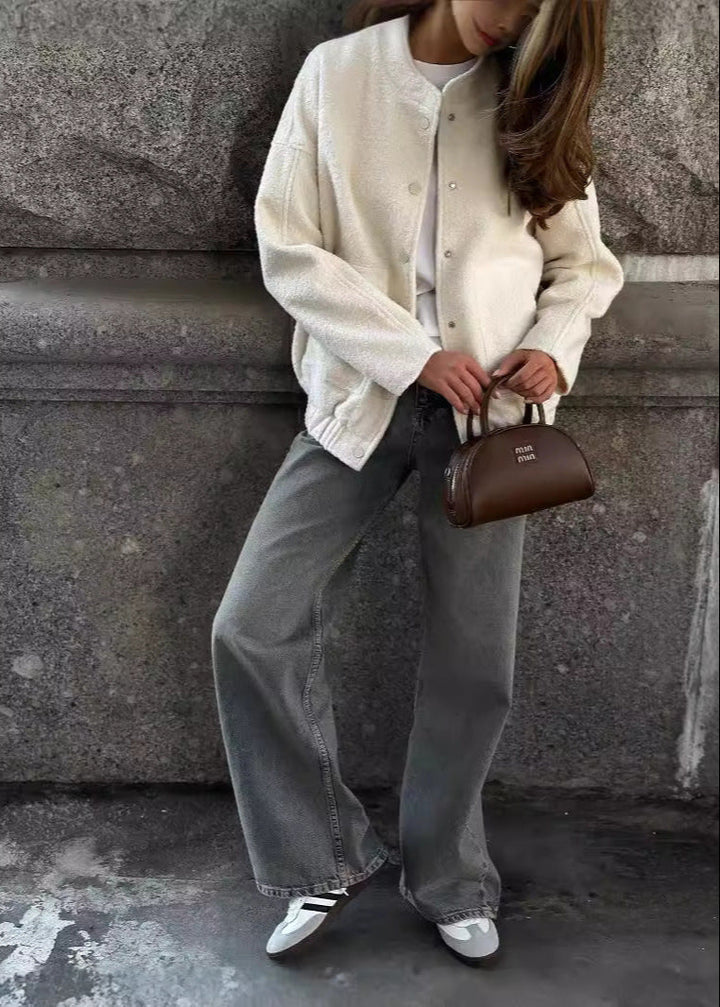 Stilla | Struktureret Fleece Snap-Button Jakke