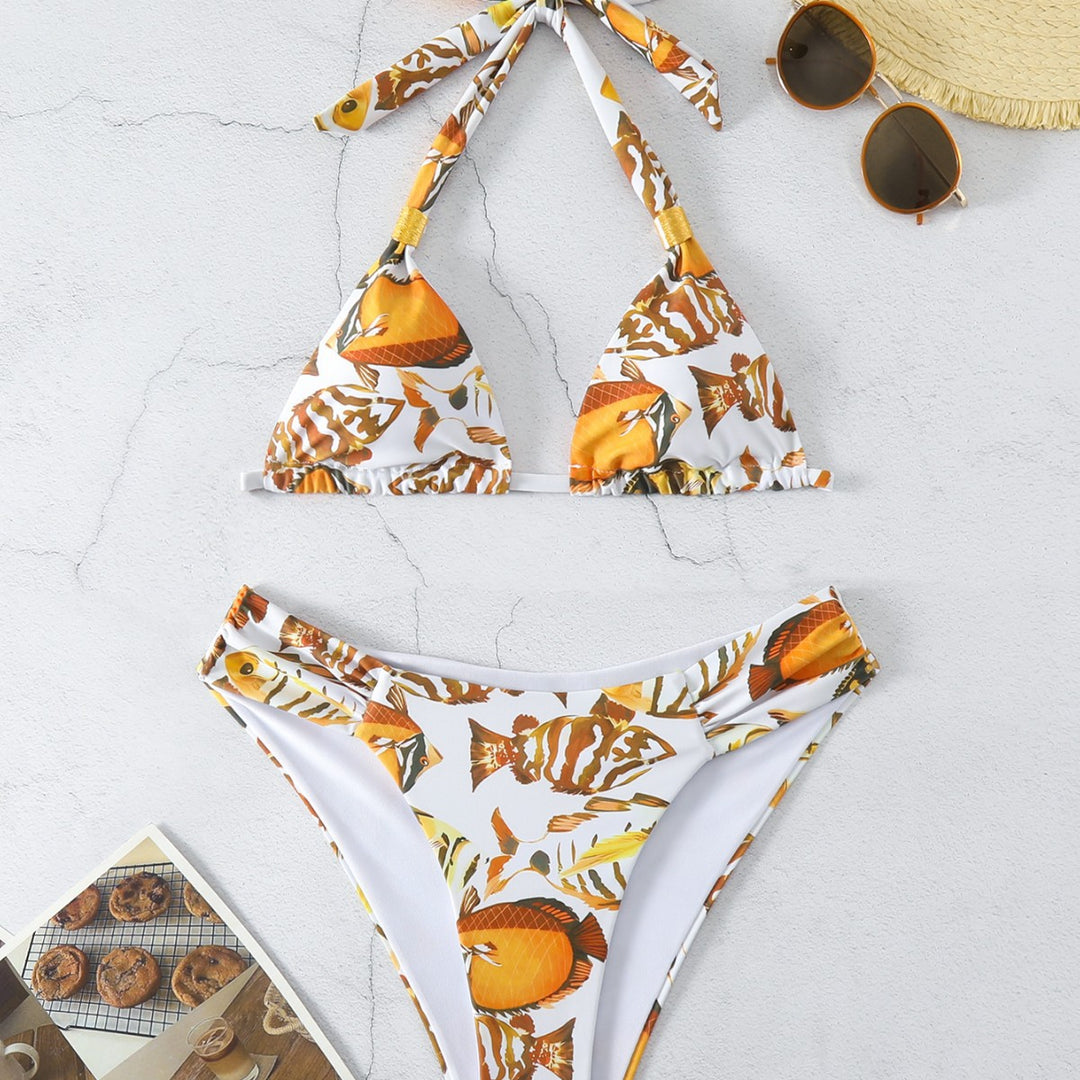 Dame Triangel-Bikini-Sæt med justerbart snøre-design Skovae